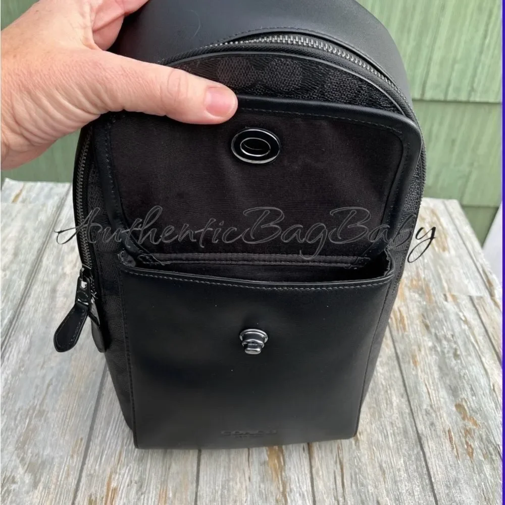 Coach Turnlock Sling Pack Bag Backpack Black